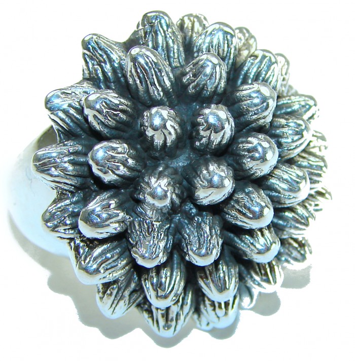 Large Flower Bali made .925 Sterling Silver handcrafted Ring s. 6 1/2