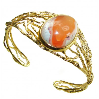 Sahara Desert Sunset Mexican Opal handmade 14K Gold over .925 Sterling Silver Bracelet / Cuff