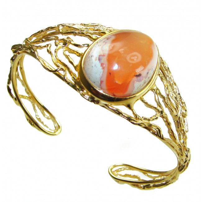 Sahara Desert Sunset Mexican Opal handmade 14K Gold over .925 Sterling Silver Bracelet / Cuff