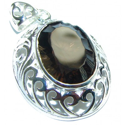 Genuine Vintage Style Smoky Quartz .925 Sterling Silver handcrafted Pendant
