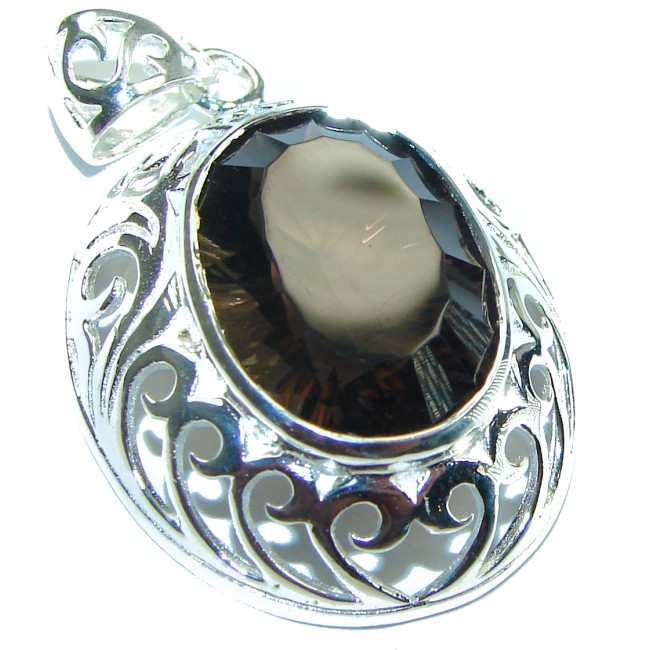 Genuine Vintage Style Smoky Quartz .925 Sterling Silver handcrafted Pendant