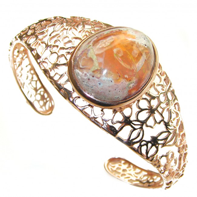Authentic Mexican Opal handmade 14K Gold over .925 Sterling Silver Bracelet / Cuff