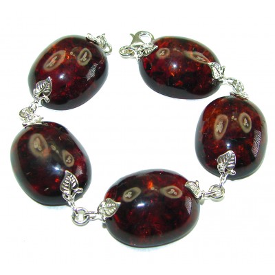 Cognac Color Beautiful Amber .925 Sterling Silver handcrafted Bracelet
