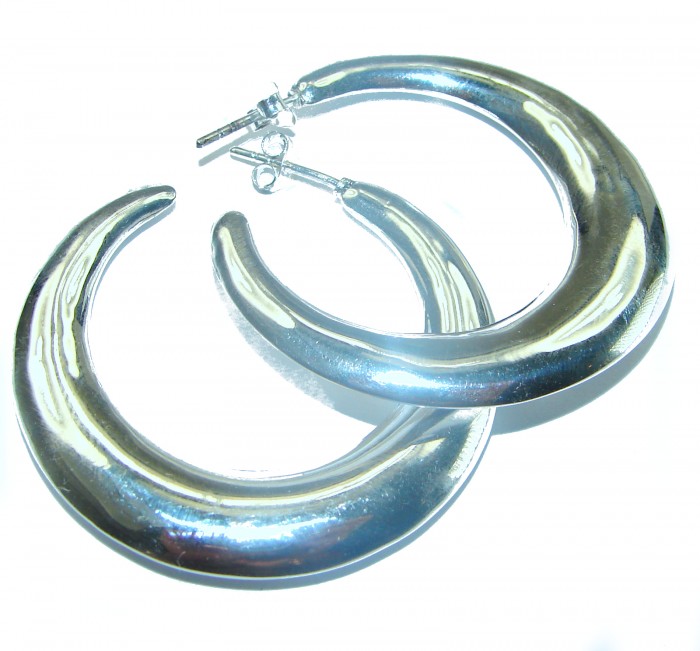 Huge .925 Sterling Silver handmade Bali made Hoop Earrings