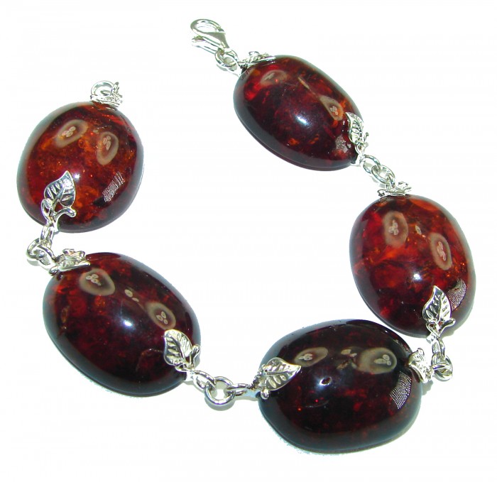 Cognac Color Beautiful Amber .925 Sterling Silver handcrafted Bracelet