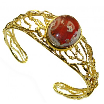 Arizona Sunset Mexican Opal handmade 14K Gold over .925 Sterling Silver Bracelet / Cuff