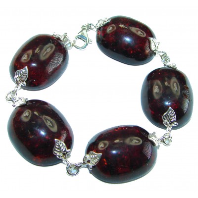 Cognac Color Beautiful Amber .925 Sterling Silver handcrafted Bracelet