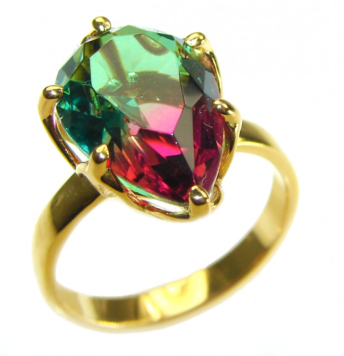 Brazilian Tourmaline 18K Gold over .925 Sterling Silver Perfectly handcrafted Ring s. 6 3/4