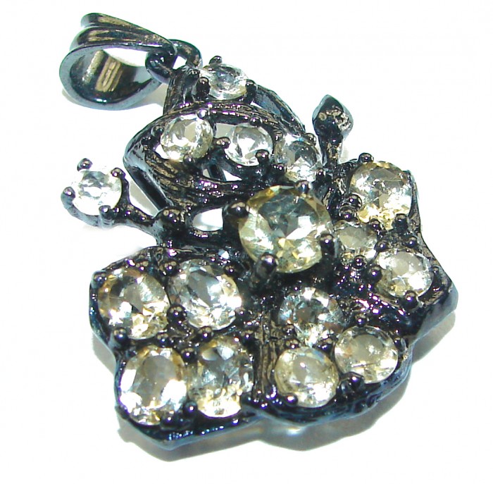 Real Beauty Citrine black rhodium over .925 Sterling Silver handcrafted Pendant