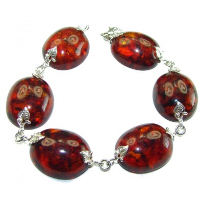 Cognac Color Beautiful Amber .925 Sterling Silver handcrafted Bracelet