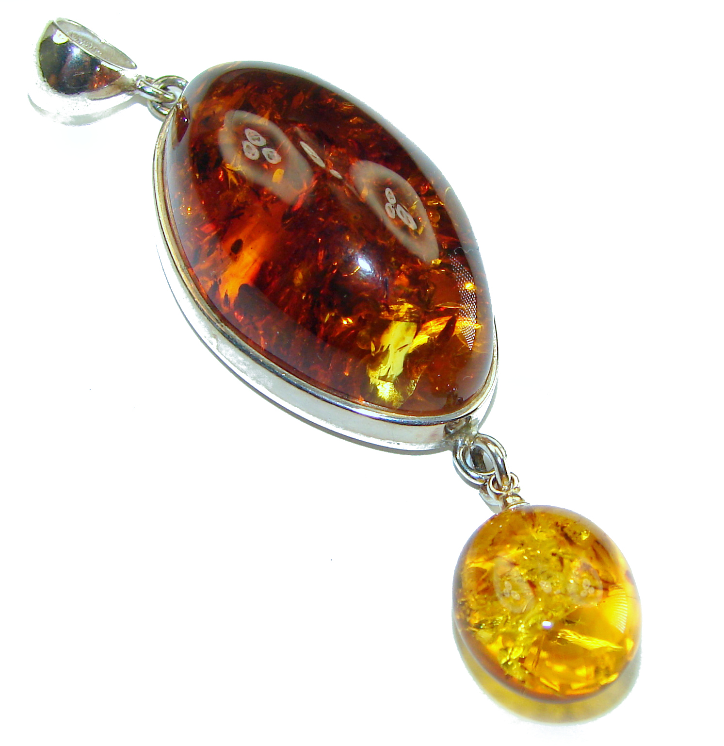 Vintage Beauty authentic Baltic Amber .925 Sterling Silver handcrafted pendant