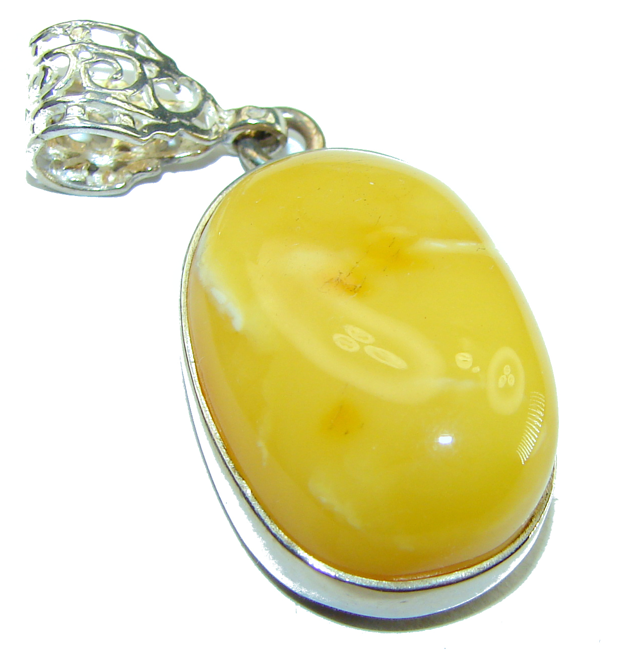 Butterscotch Baltic Amber .925 Sterling Silver handmade Pendant