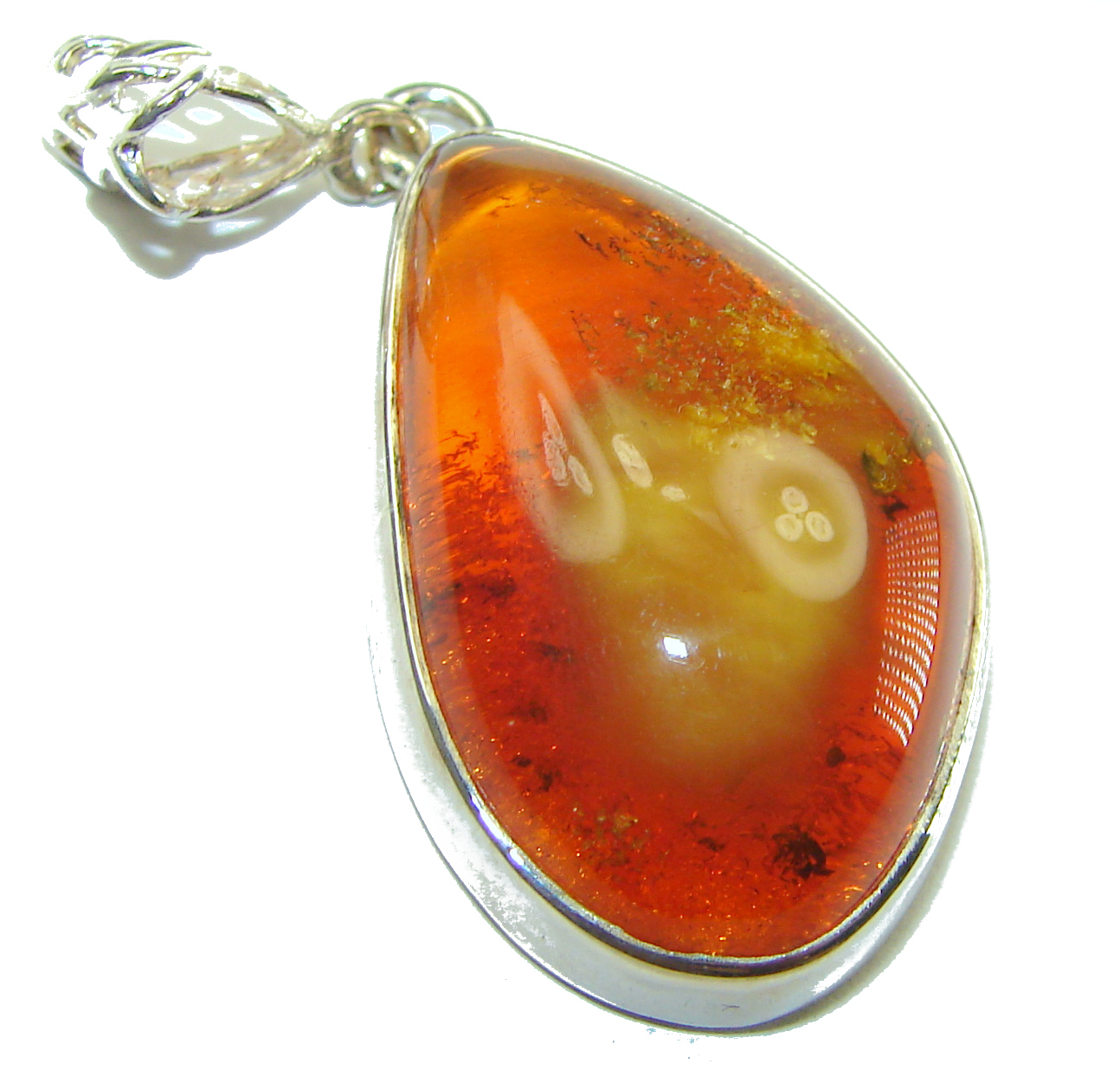Vintage Beauty authentic Baltic Amber .925 Sterling Silver handcrafted pendant