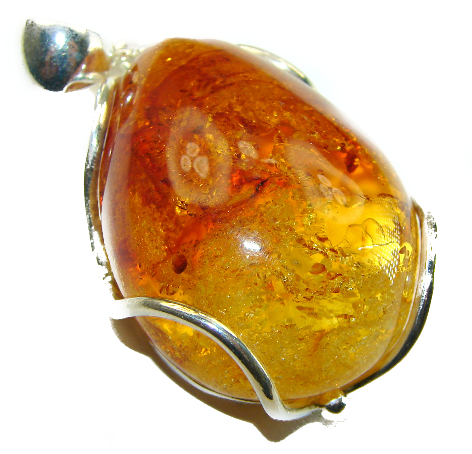 Vintage Beauty authentic Baltic Amber .925 Sterling Silver handcrafted pendant