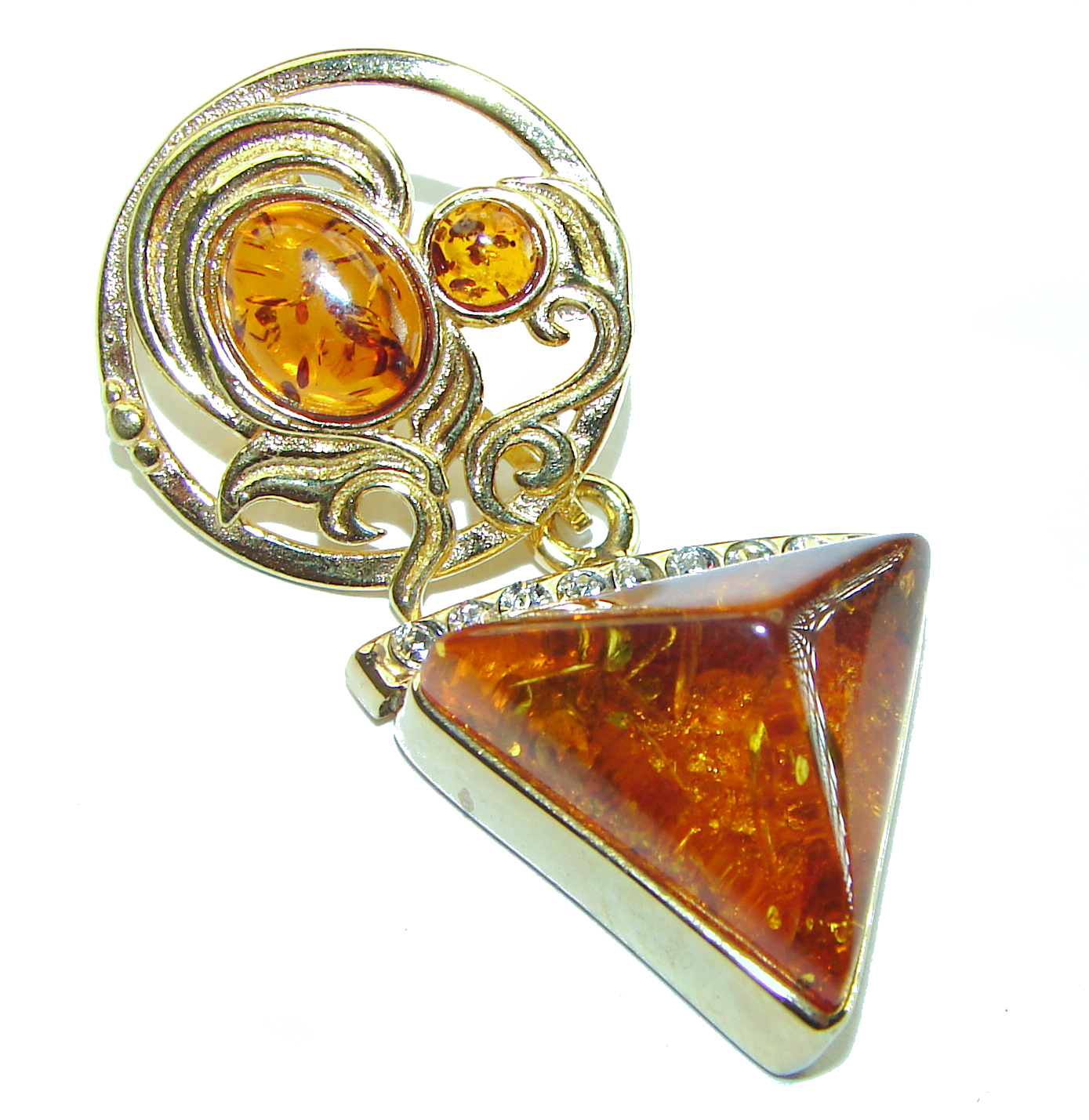 Real Beauty authentic Baltic Amber 14K Gold over .925 Sterling Silver handcrafted pendant