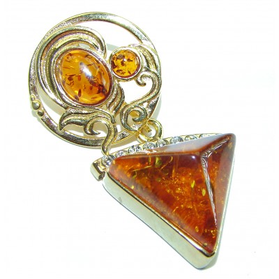 Real Beauty authentic Baltic Amber 14K Gold over .925 Sterling Silver handcrafted pendant