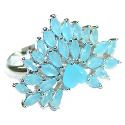 Angel's Heart Aquamarine .925 Sterling Silver handmade Ring size 7 1/2