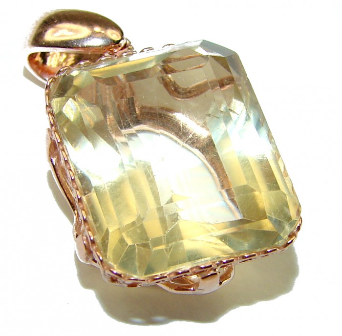 17.3 carat Lemon Quartz 14K Gold over .925 Sterling Silver handcrafted pendant