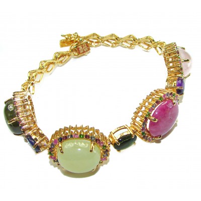 Color Me Brightly - Brazilian Watermelon Tourmaline 18K Gold over .925 Sterling Silver handmade Bracelet