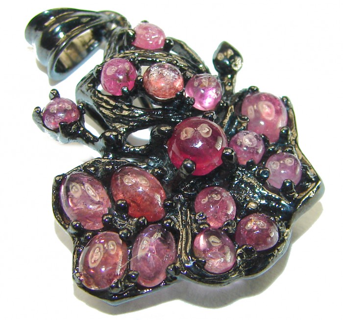 Genuine Ruby black rhodium .925 Sterling Silver handmade Pendant