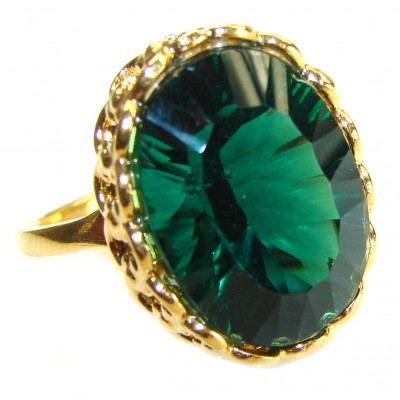 Timless Beauty 12.5 carat Helenite 14K Gold over .925 Sterling Silver handmade Ring s. 8 1/4