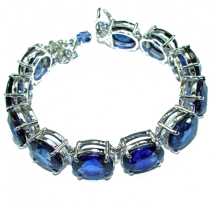105.5 carat London Blue Topaz .925 Sterling Silver handcrafted Bracelet