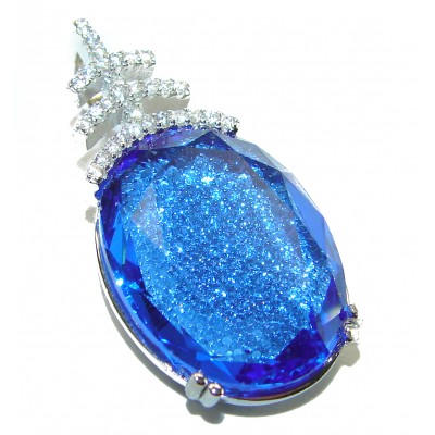 Endless Ocean natural Blue Topaz .925 Sterling Silver handmade Pendant