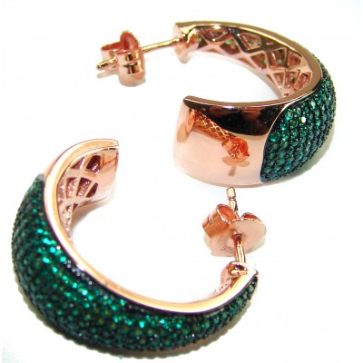 Truly Spectacular Emerald 14K Rose Gold over .925 Sterling Silver handmade Earrings