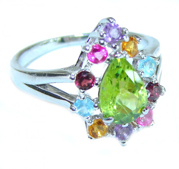 Marigolds authentic Peridot .925 Sterling Silver handcrafted Statement Ring size 6 1/4
