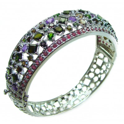 Authentic Amethyst Chrome Diopside .925 Sterling Silver handmade bangle Bracelet