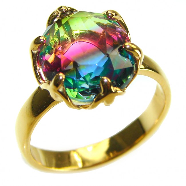 11.8 carat Brazilian Tourmaline 14K Gold over .925 Sterling Silver Perfectly handcrafted Ring s. 6