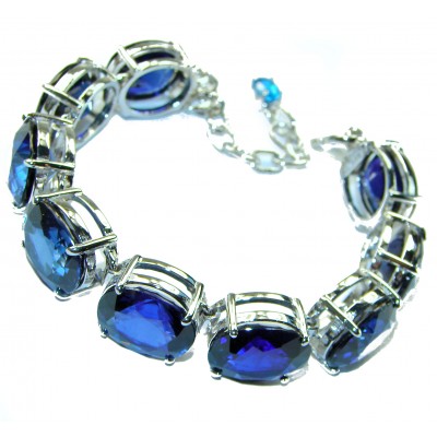 125.5 carat London Blue Topaz .925 Sterling Silver handcrafted Bracelet
