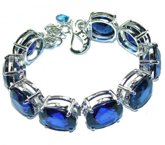 125.5 carat London Blue Topaz .925 Sterling Silver handcrafted Bracelet