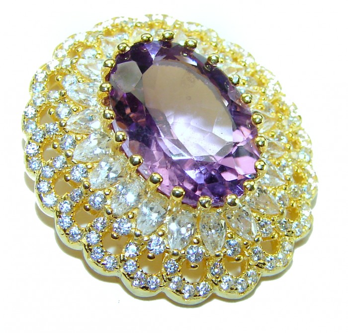 Vintage Design Amethyst 14K Gold over .925 Sterling Silver handcrafted Pendant
