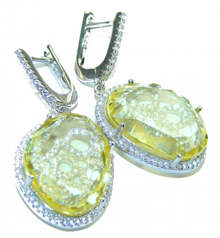 Splendid 14.5 carat Citrine .925 Sterling Silver Handcrafted Earrings - video