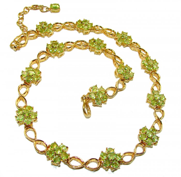 Alessia authentic Peridot 14K Gold over .925 Sterling Silver handmade Statement necklace