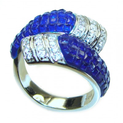 Luxurious Sapphire .925 Sterling Silver handcrafted Ring size 6 3/4