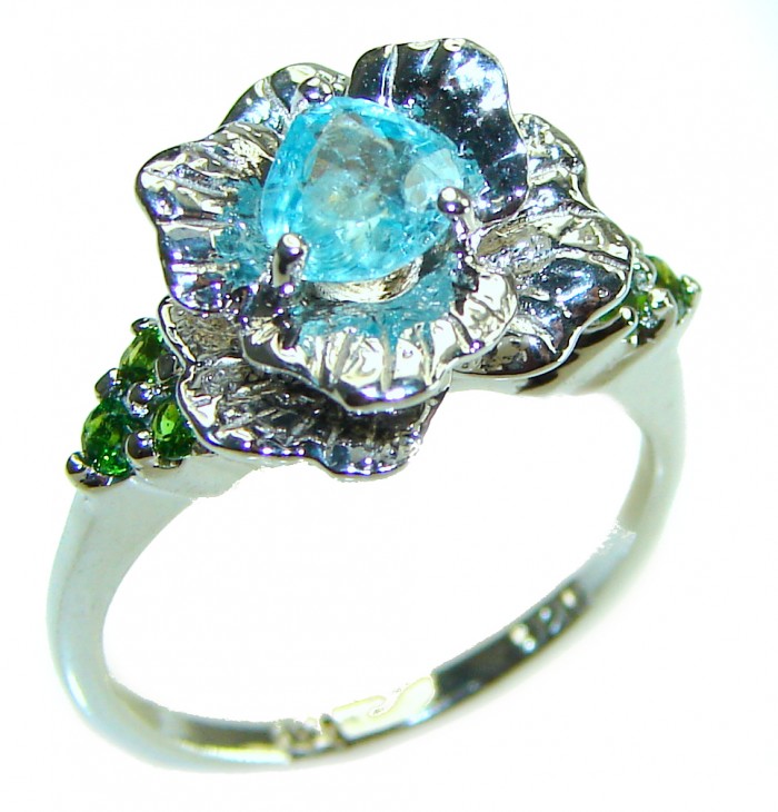 3.5 carat Swiss Blue Topaz .925 Sterling Silver handmade Ring size 6 3/4