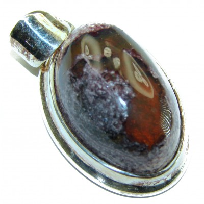 Natural 34.2 carat Mexican Fire Opal .925 Sterling Silver handmade Pendant