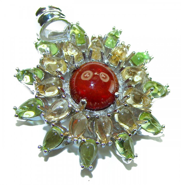 Carmen authentic 4.5 carat Garnet .925 Sterling Silver handcrafted pendant