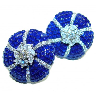 Born to Glam floral-inspired authentic Sapphire .925 Sterling Silver handcrafted earrings