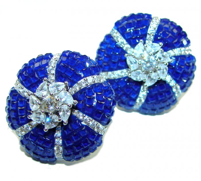 Born to Glam floral-inspired authentic Sapphire .925 Sterling Silver handcrafted earrings - video