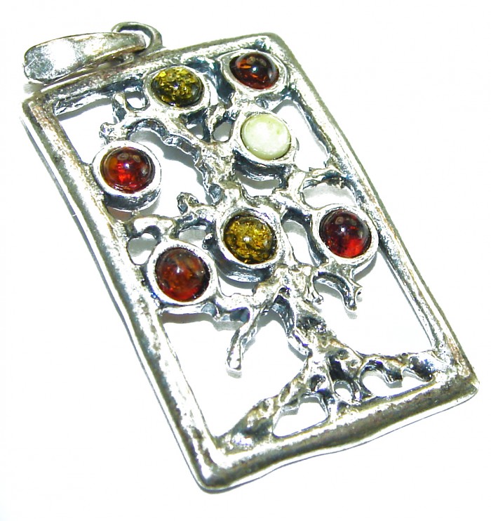 Perfect Family Tree Baltic Amber .925 Sterling Silver Pendant