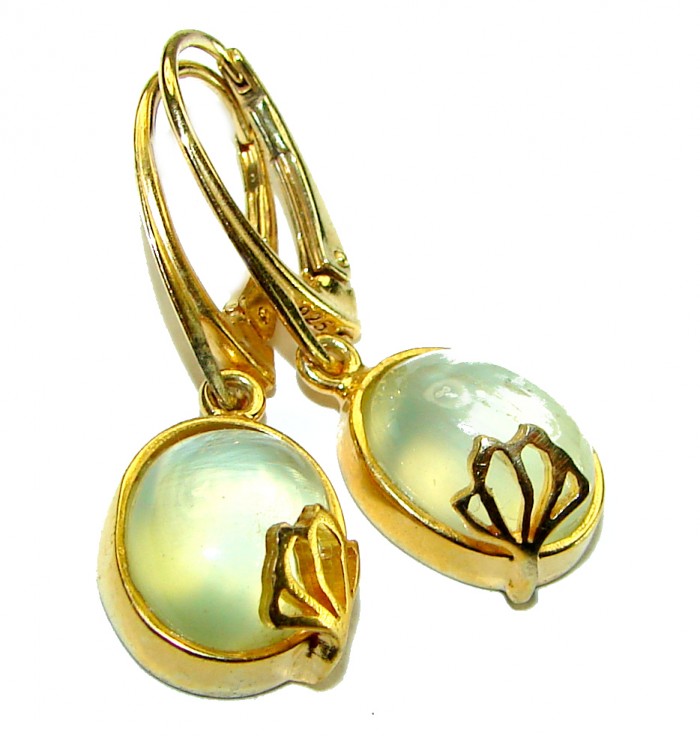 Authentic Prehnite 14K Gold over .925 Sterling Silver handmade earrings