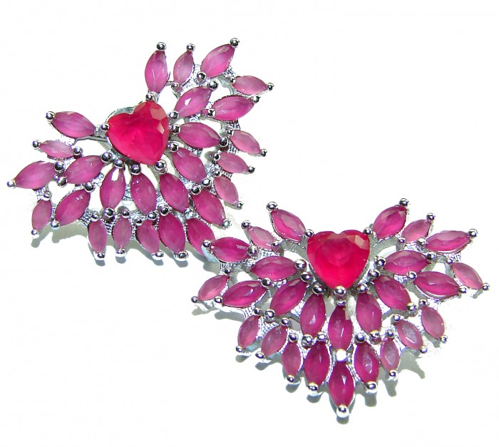 Angel's Heart 12.5 carat Ruby .925 Sterling Silver handmade earrings
