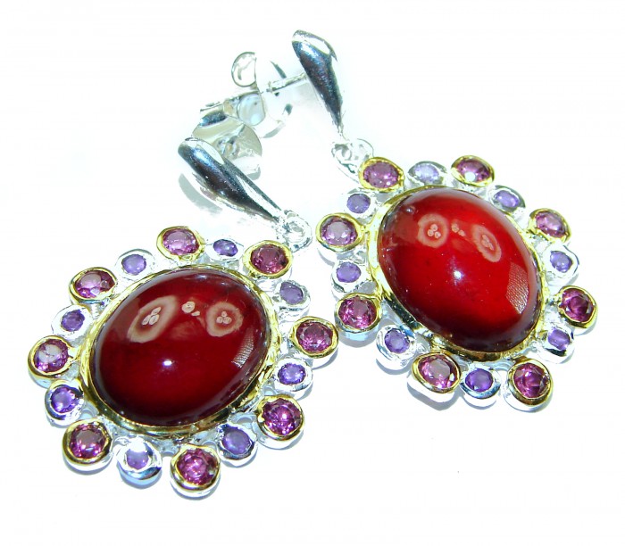 Happy moments Authentic 10.5ct Garnet .925 Sterling Silver handmade earrings
