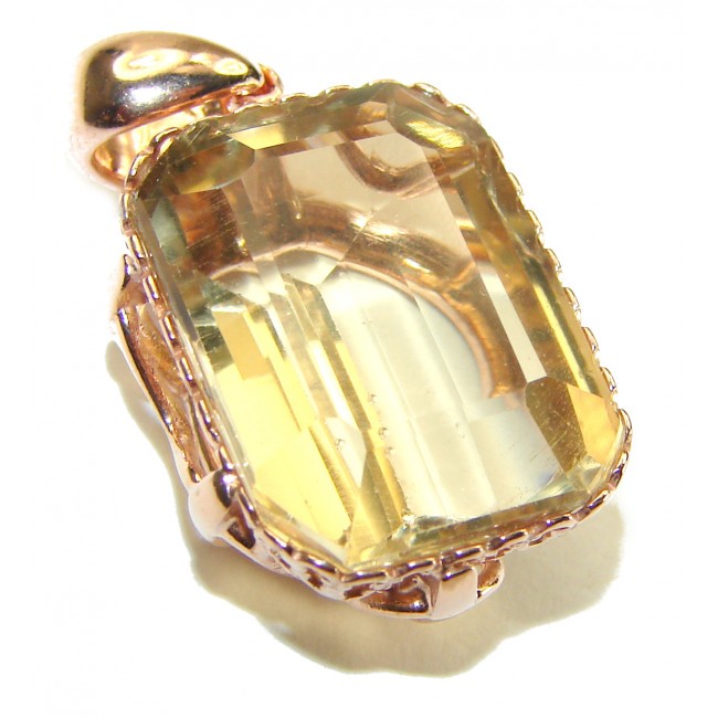 11.3 carat Lemon Quartz 14K Gold over .925 Sterling Silver handcrafted pendant