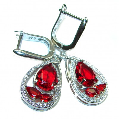 Timeless Treasure 12.5 carat Red Topaz .925 Sterling Silver handcrafted Earrings