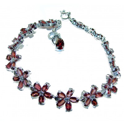 Authentic 26.5 carat faceted Garnet .925 Sterling Silver handcrafted Bracelet