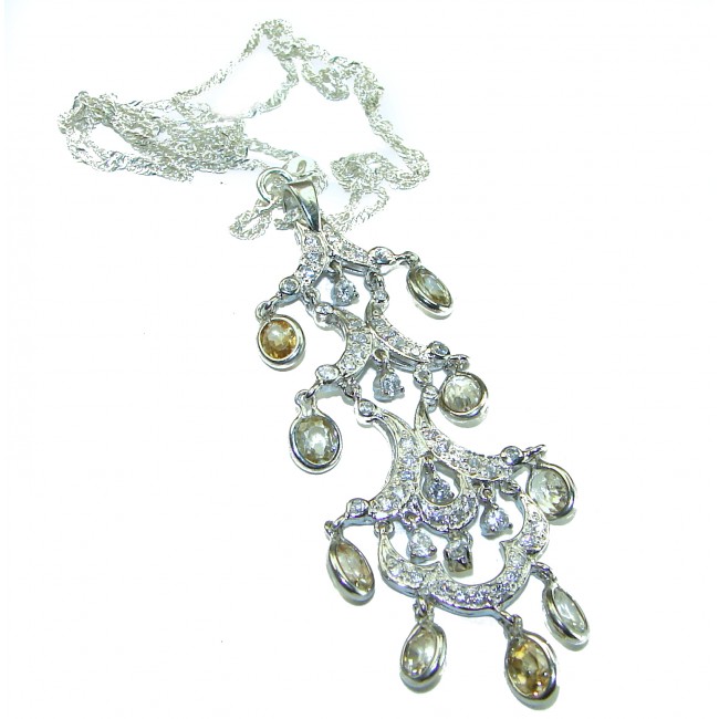 Incredible Design Champagne Smoky Topaz .925 Sterling Silver handmade necklace